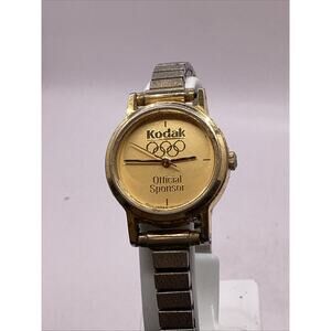Ladies Kodak Olympics Official Sponsor Gold Tone Stretch Band Watch New Battry